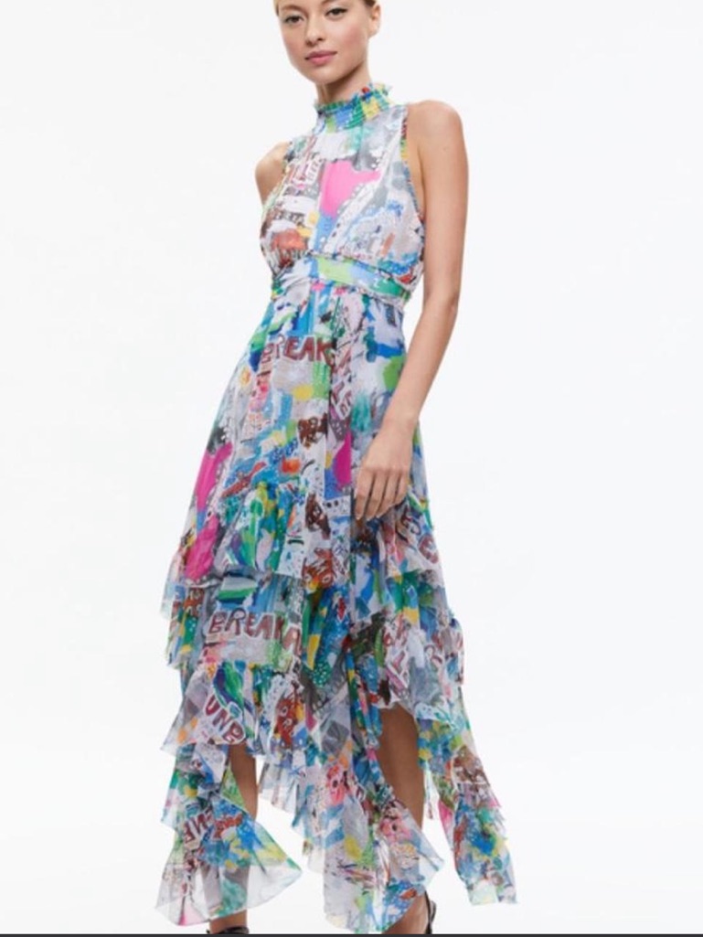 Rare Alice + Olivia X Basquiat Graphic Print Evelyn Maxi Dress